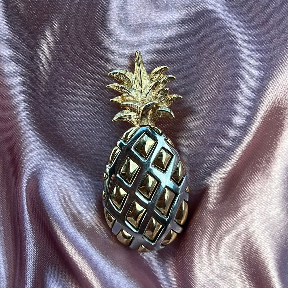 Liz Claiborne Gold  Silver Tone Pineapple Brooch